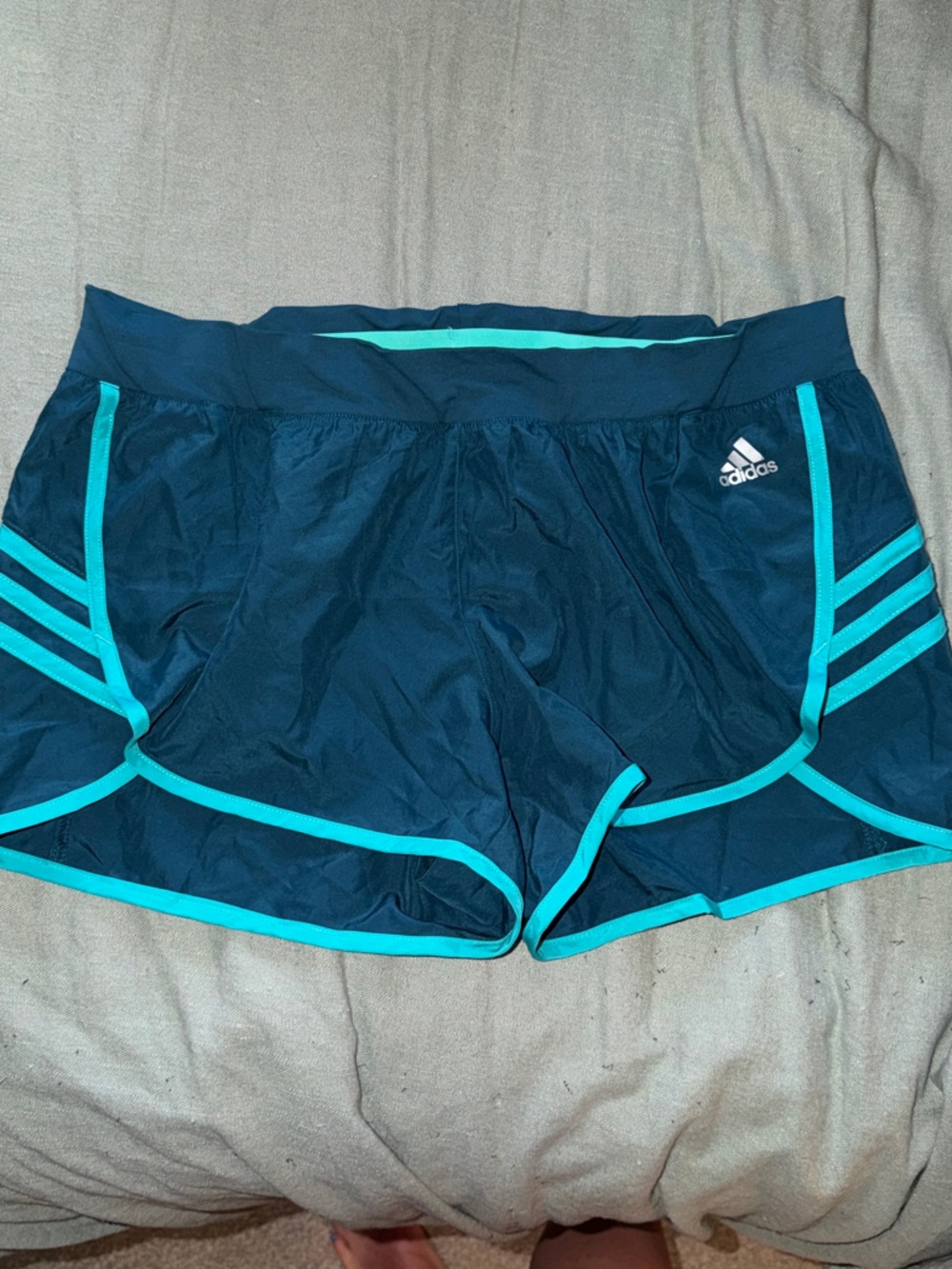 adidas Women's Navy Shorts with Teal Trim